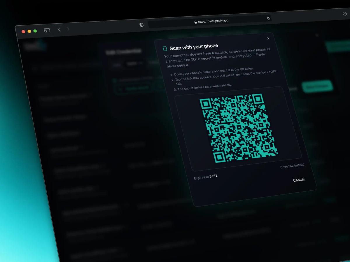 Scan with your phone dialog on desktop, showing the pairing QR and a 5-minute expiry timer