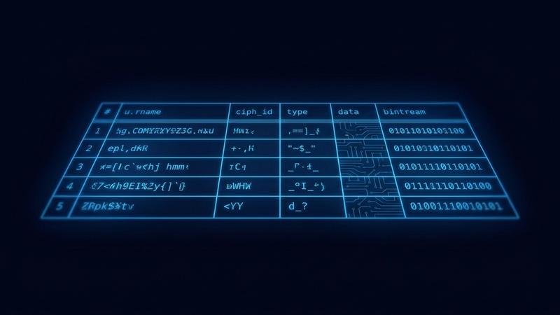What our database actually stores (spoiler: ciphertext)